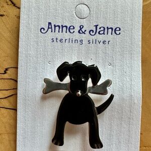 NEW Black Lab With Bone Pin in sterling silver
